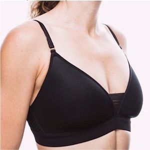 Thirdlove 24/7 Seamless Wireless Stripe Black Bra 32b 1/2 Convertible Straps nwt